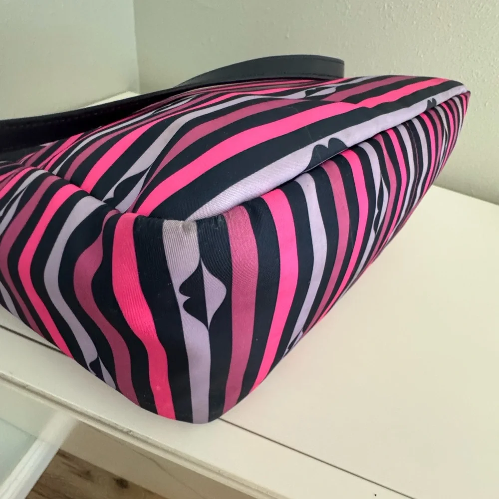 Kate Spade Jae Nylon Striped with Lip Print Tote Bag